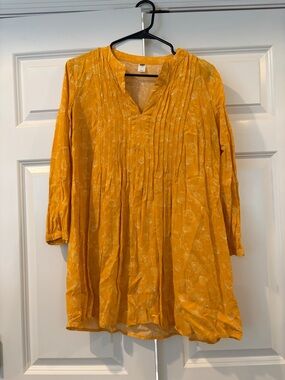 Women's Mustard Yellow Printed Tunic Top